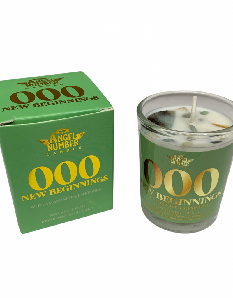 Angel Number Candle New Beginnings 000, Amazonite- 6944NB