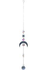Hanging Crystal- AB Crystal Sphere & Mini Discs w/ Moon Charm