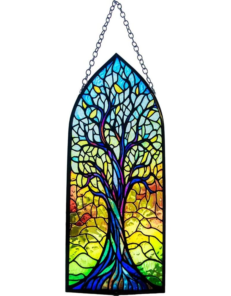 Tree of Life Glass Suncatcher Cathedral-  8 inch