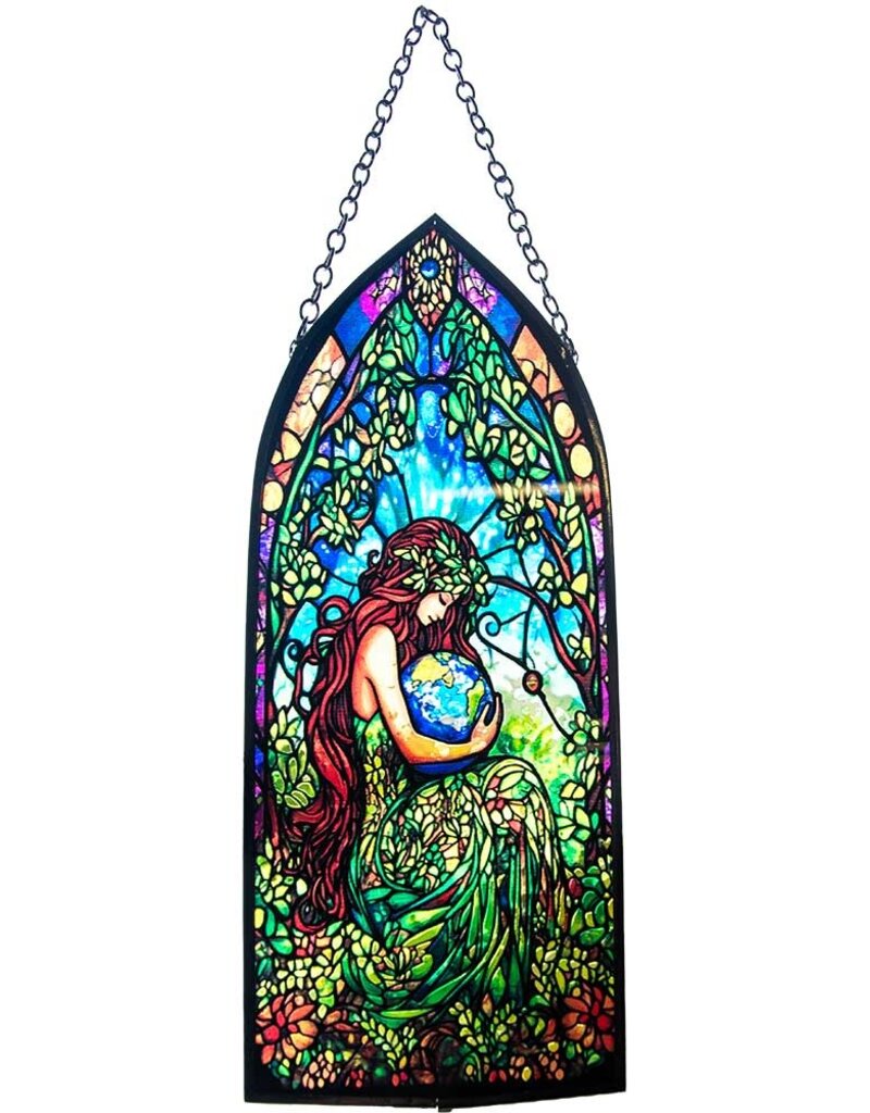 Earth Goddess Glass Suncatcher Cathedral- 8 inch