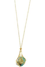 Crystal Cage Necklace Adjustable Gold Color