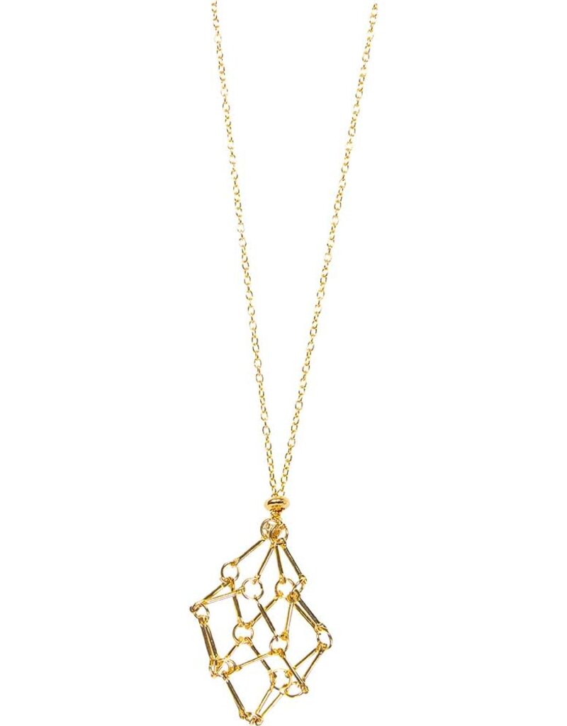 Crystal Cage Necklace Adjustable Gold Color