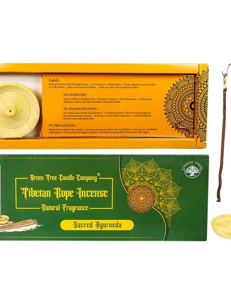 Tibetan Rope Incense w/ Holder - Sacred Ayurveda