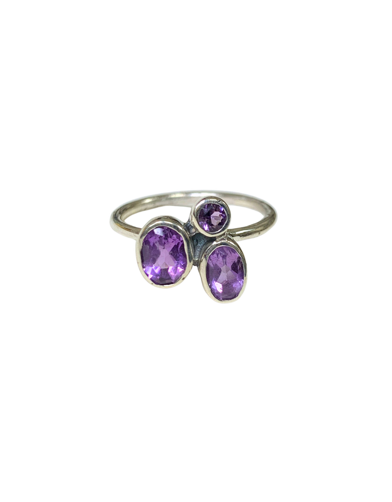 Amethyst 3 Stone Ring