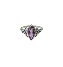 Amethyst Celtic Shank Sterling Silver Ring