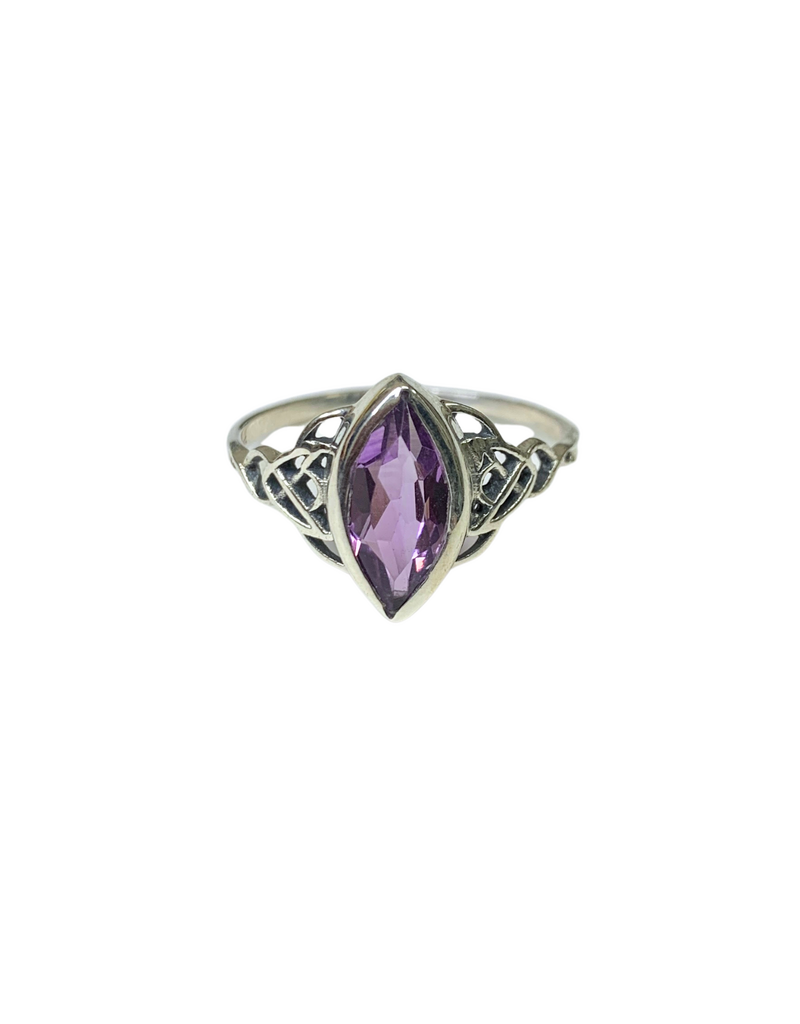 Amethyst Celtic Shank Sterling Silver Ring