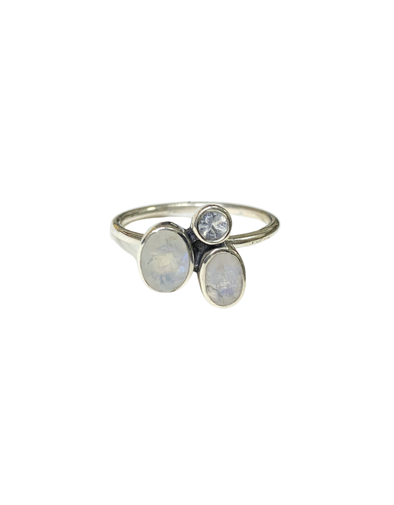 Moonstone 3 Stone Ring