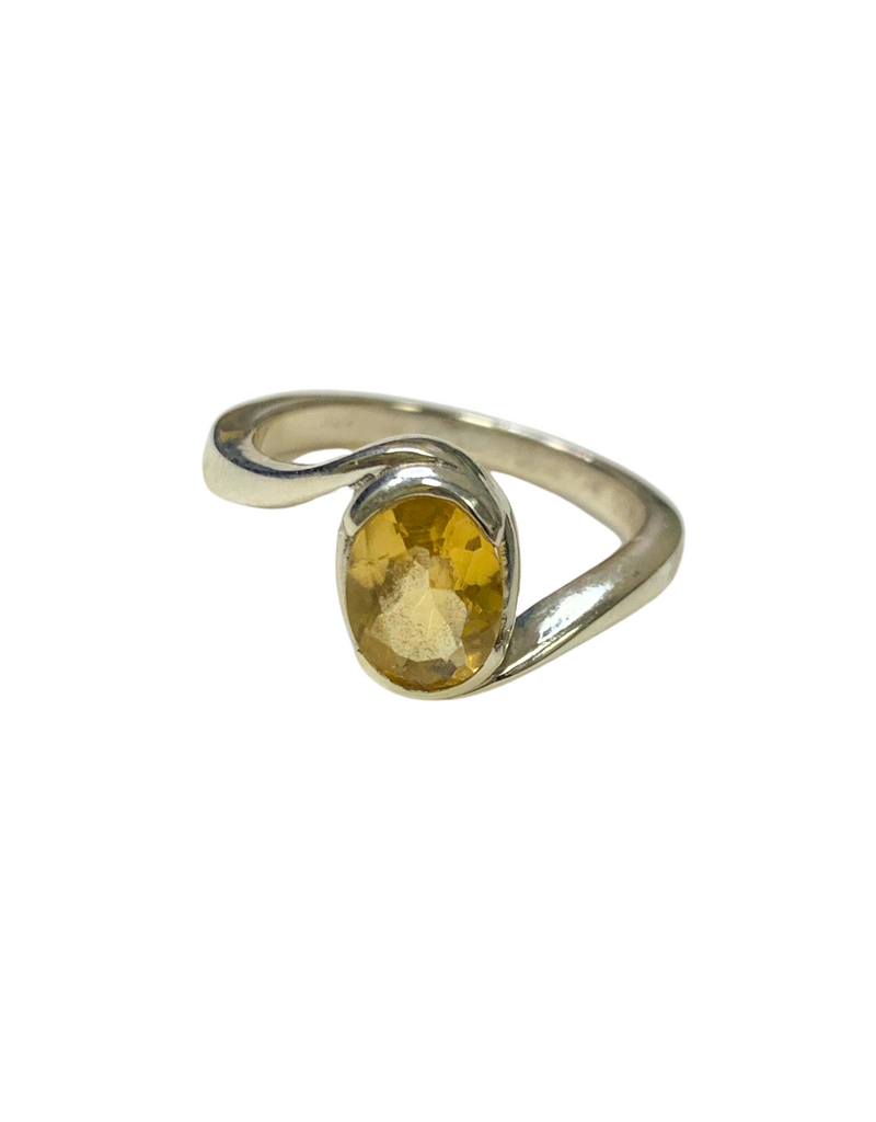 Citrine Solitare Bypass Shank Ring