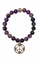 Mala - Amethyst with Peace Symbol - 800AMS