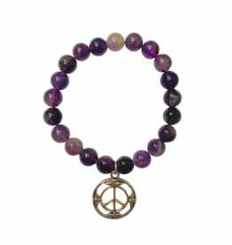 Amethyst with Peace Symbol Bracelet