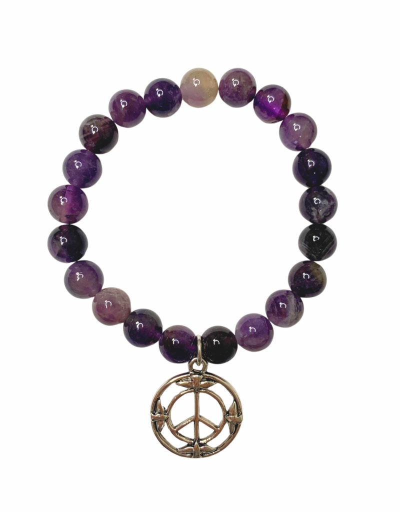 Mala - Amethyst with Peace Symbol - 800AMS