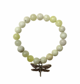 Mala - New Jade with Serenity Dragonfly - 800NJS