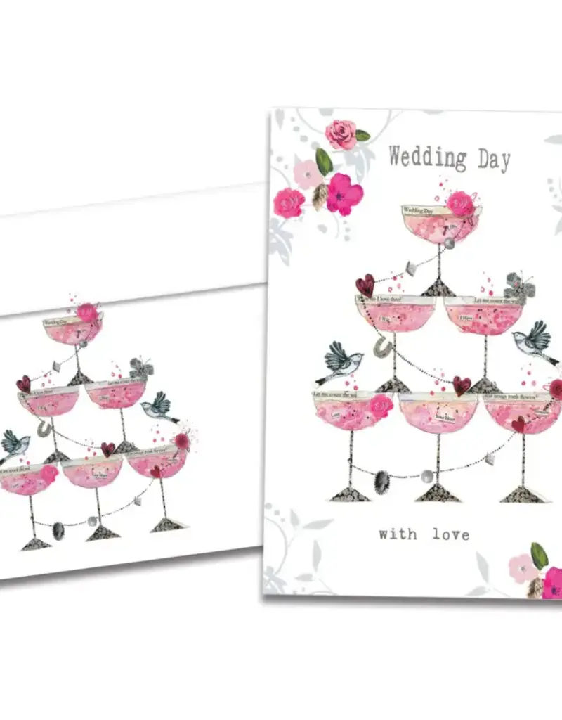 Wedding Card - Champagne Piled High - 17339
