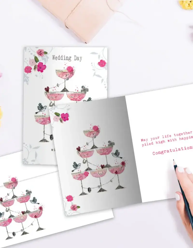 Wedding Card - Champagne Piled High - 17339