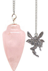 Pendulum - Curved Rose Quartz with Fairy - 61034