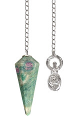 Hexagonal Ruby Zoisite- Spiral Goddess Pendulum