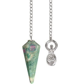 Hexagonal Ruby Zoisite- Spiral Goddess Pendulum