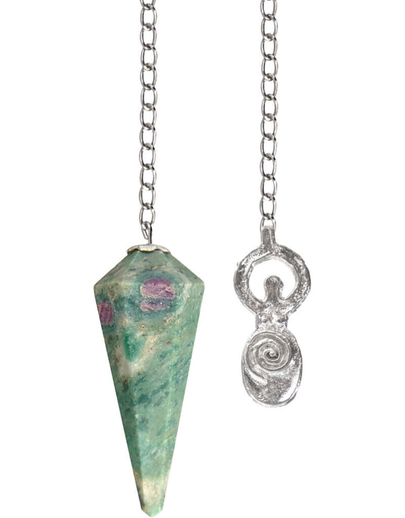 Hexagonal Ruby Zoisite- Spiral Goddess Pendulum