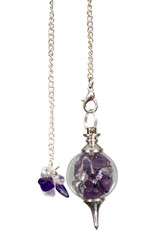 Glass Sephoroton Amethyst and Crystal Chips Pendulum