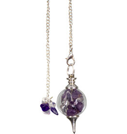 Glass Sephoroton Amethyst and Crystal Chips Pendulum