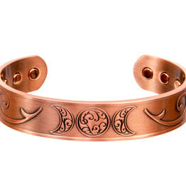 Antique Copper Magnetic Triple Moon Bracelet