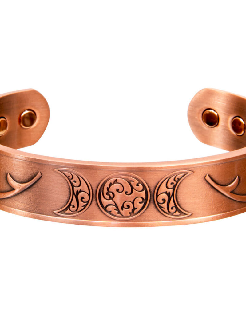 Antique Copper Magnetic Triple Moon Bracelet