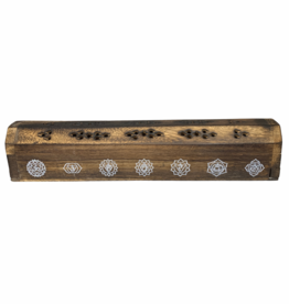 Incense Holder - Seven Chakra Mango Wood Box - IBH-SCB