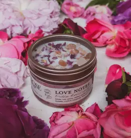 Candle - Love Notes Soy Candle Rose Petals Pink Himalayan Salt Flower - 4 oz