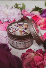 Candle - Love Notes Soy Candle Rose Petals Pink Himalayan Salt Flower - 4 oz