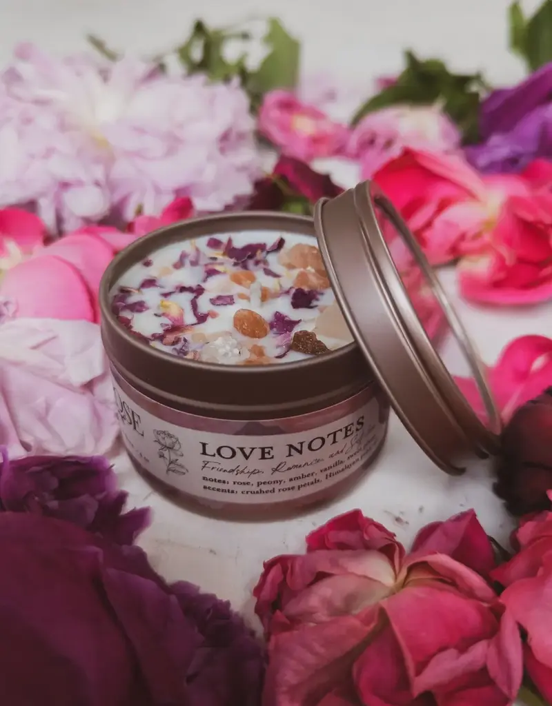 A&R - Love Notes Soy Candle Rose Petals Pink Himalayan Salt Flower - 8 oz