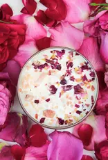 Candle - Love Notes Soy Candle Rose Petals Pink Himalayan Salt Flower - 8 oz