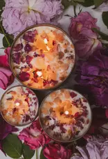Candle - Love Notes Soy Candle Rose Petals Pink Himalayan Salt Flower - 8 oz