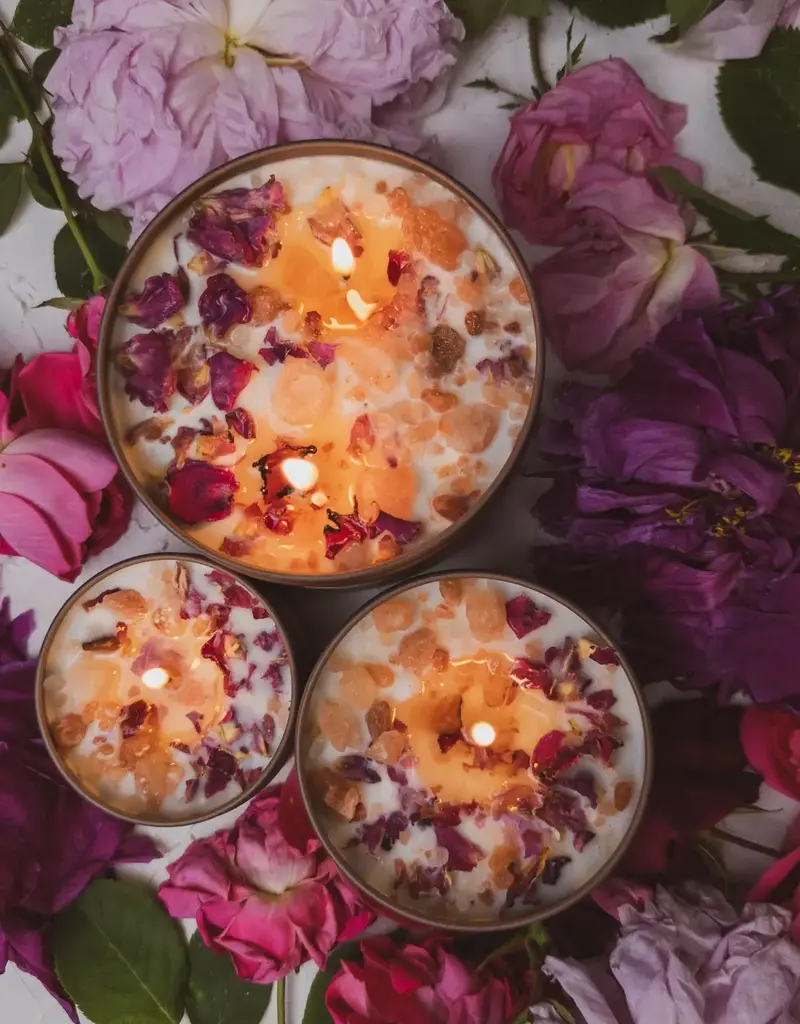 A&R - Love Notes Soy Candle Rose Petals Pink Himalayan Salt Flower - 8 oz