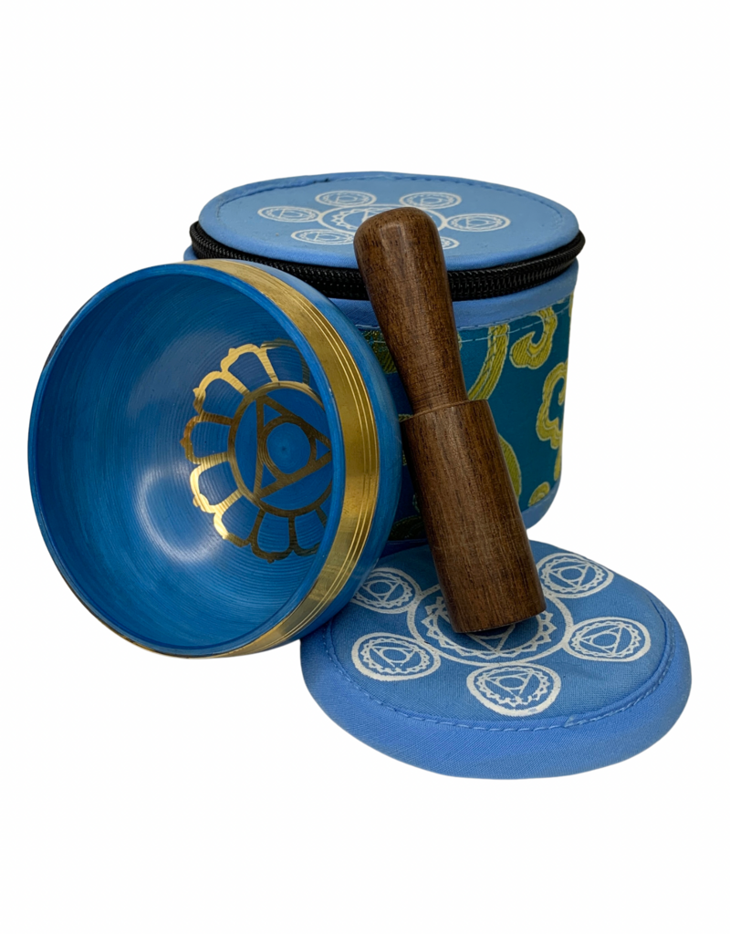 Throat Chakra Singing Bowl with Silk Case