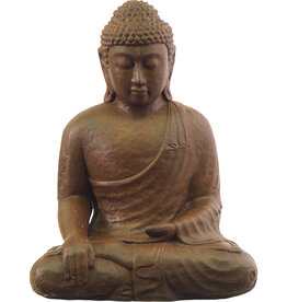 Buddha Touch the Earth Concrete Cast Statue - Brown