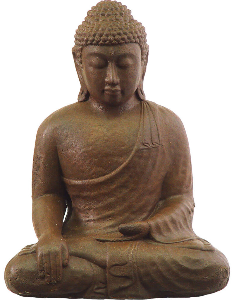 Buddha Touch the Earth Concrete Cast Statue - Brown