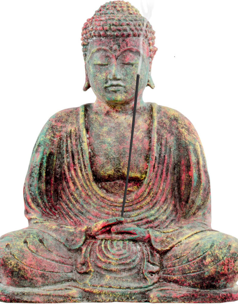 Chakras Meditating Buddha Incense Holder - Volcanic Statue