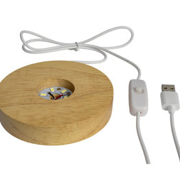 Wood LED Light Display Base with USB Cord Large - White - 35833