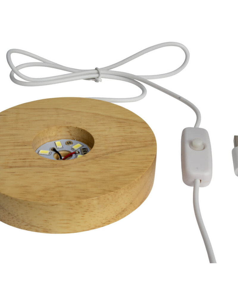 Wood LED Light Display Base with USB Cord Large - White - 35833