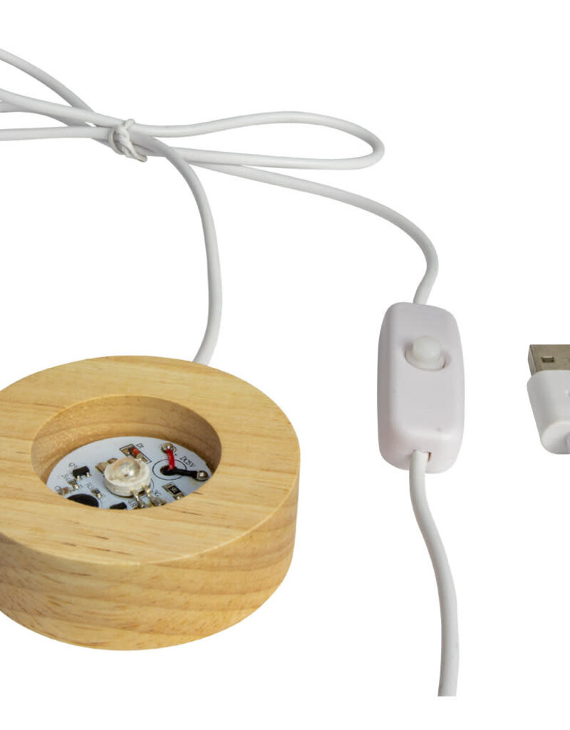 Wood LED Light Display Base with USB Cord Small - White - 35831
