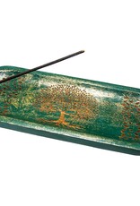 Incense Holder-Tree Of Life Green Mango Wood Oval- 89791