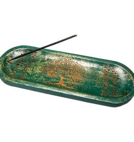 Incense Holder-Tree Of Life Green Mango Wood Oval- 89791