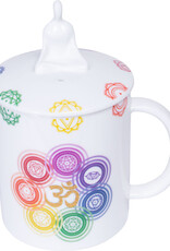 Multi Purpose 3 in 1 Ceramic Coffee Mug Candle & Incense Holder with Chakra Gemstones