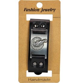 Bracelet -Vegan Leather Adjustable- Raven Black- 95442