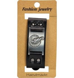 Vegan Leather Adjustable Bracelet - Raven Black