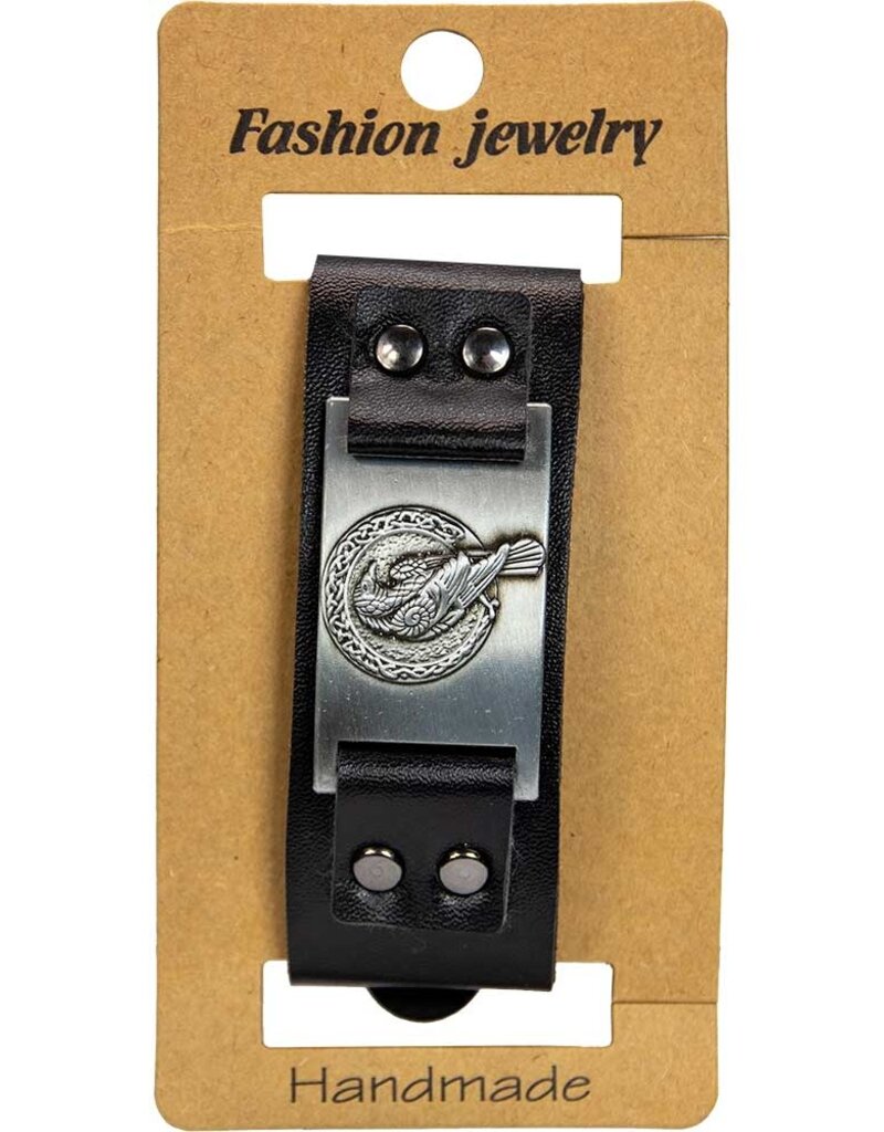 Bracelet -Vegan Leather Adjustable- Raven Black- 95442