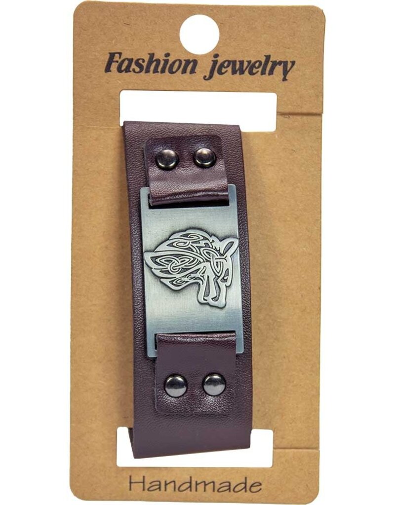 Bracelet -Vegan Leather Adjustable- Wolf Brown- 95441