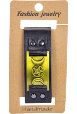 Vegan Leather Adjustable Bracelet - Triple Moon Black