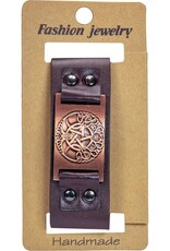 Vegan Leather Adjustable Bracelet - Tree of Life Brown