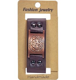 Bracelet -Vegan Leather Adjustable- Tree of Life Brown- 95439